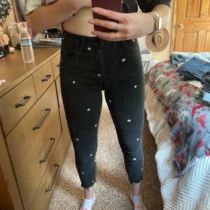 Abercrombie and Fitch flower embroidered jeans